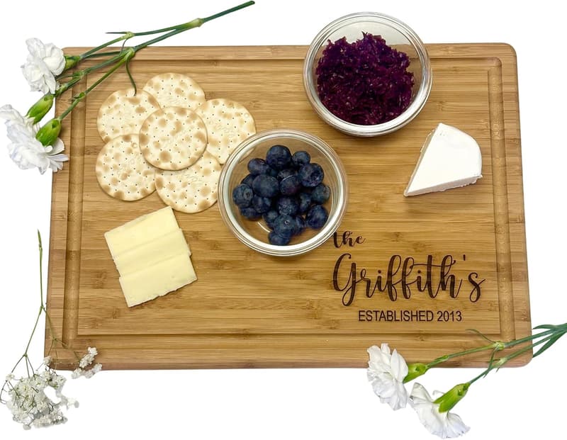 Personalized Bamboo Cutting Board for Couples - Wedding or Anniversary Gift