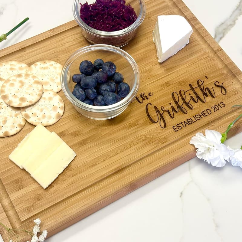 Personalized Bamboo Cutting Board for Couples - Wedding or Anniversary Gift