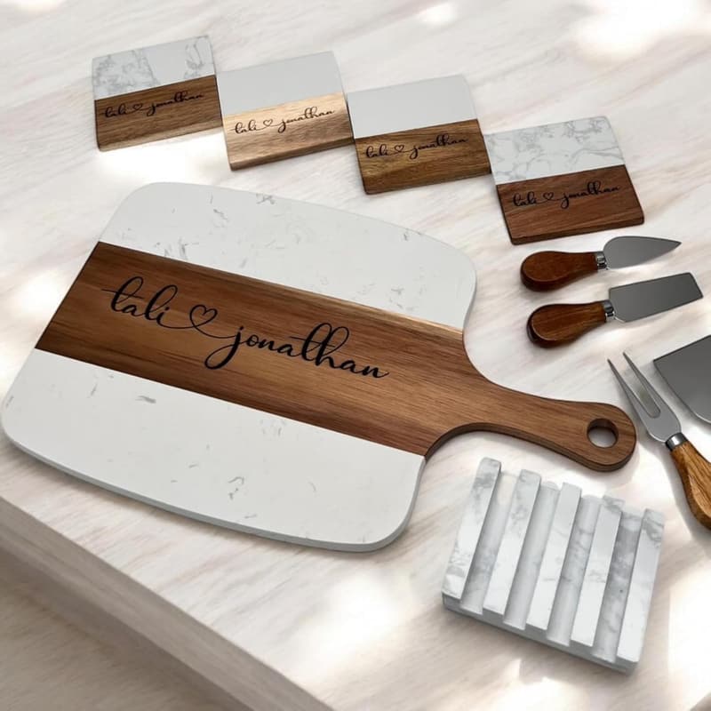 Personalized Acacia Charcuterie Board Set - Wedding Gift