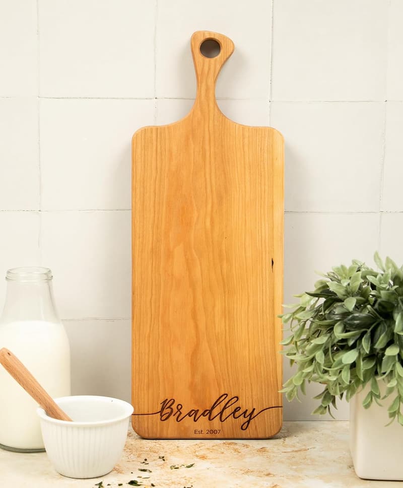 Engraved Cherry Wood Cutting Board – Personalized Wedding Gift