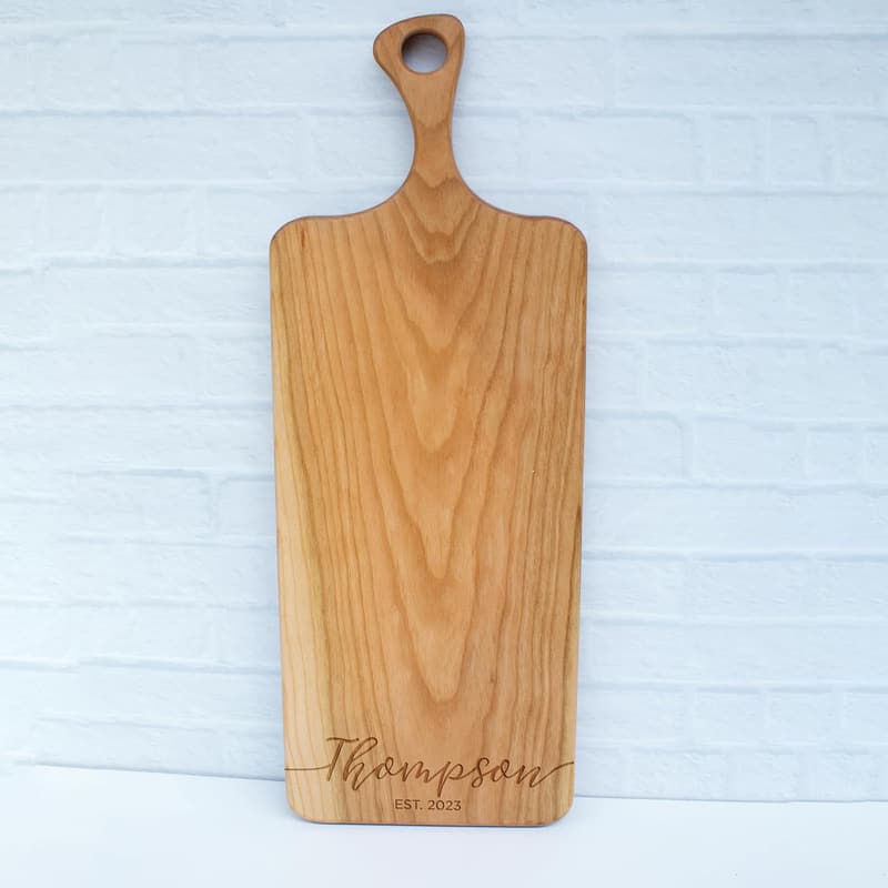 Engraved Cherry Wood Cutting Board – Personalized Wedding Gift
