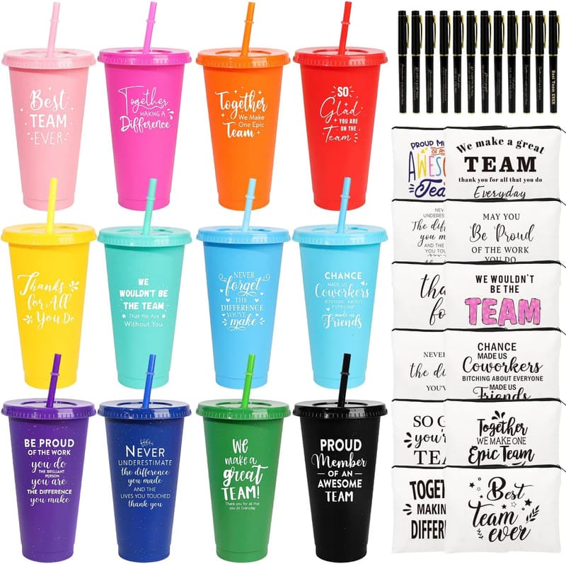 Employee Appreciation Gift Set: 12 Thank You Tumblers & Bags