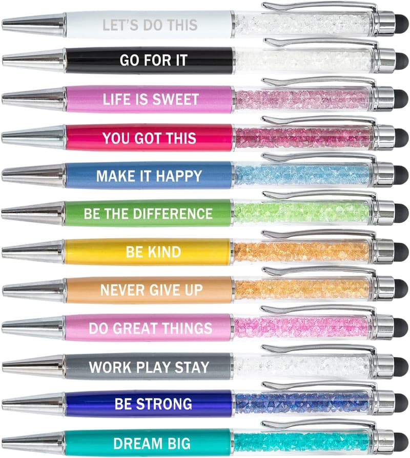 Employee Appreciation Motivational Pens - 12 Crystal Colors