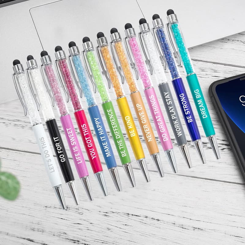Employee Appreciation Motivational Pens - 12 Crystal Colors