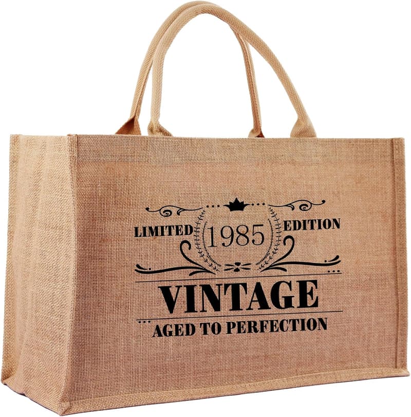 Birthday Jute Tote Bag for Women and Moms