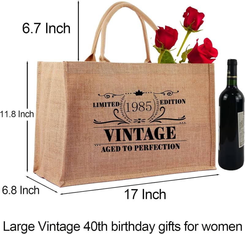 Birthday Jute Tote Bag for Women and Moms