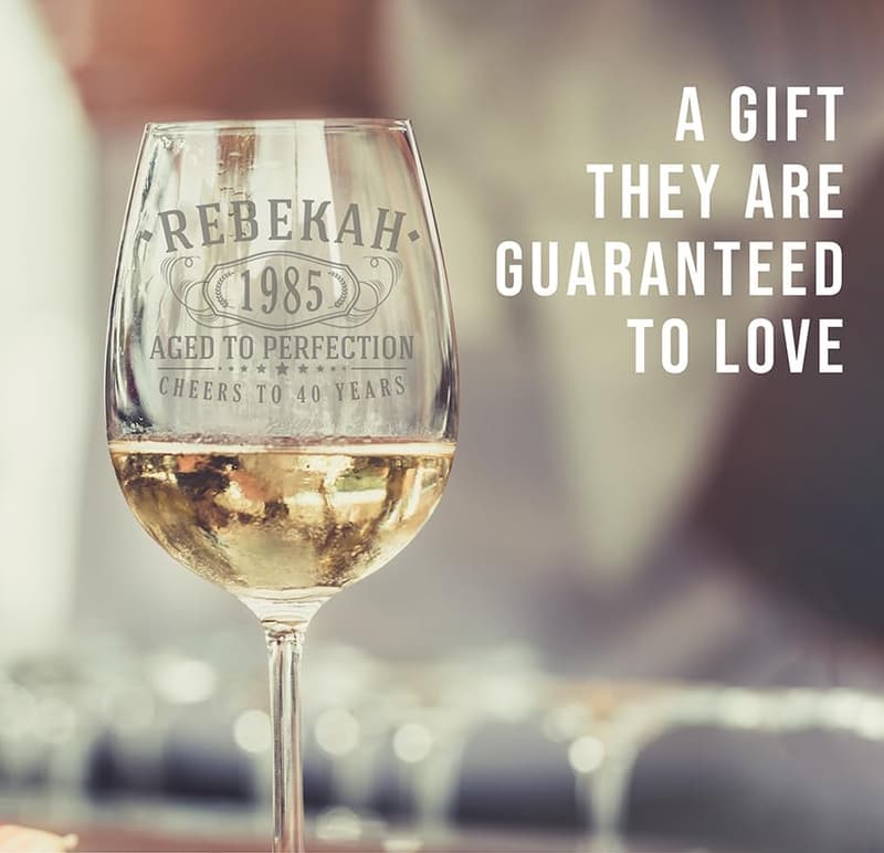 40th Birthday Personalized Etched Stemmed Wine Glass