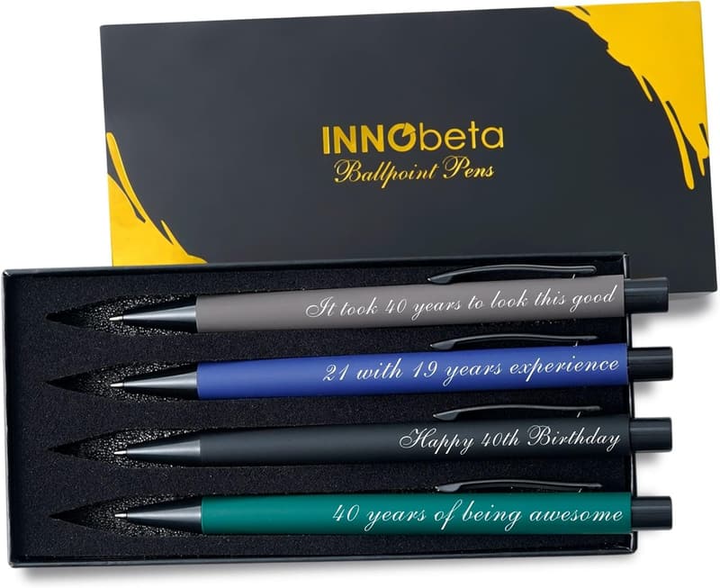 40th Birthday Ballpoint Pen Set - Funny Gifts for Friends