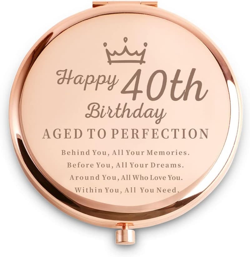 40th Birthday Personalized Engraved Compact Mirror for Women