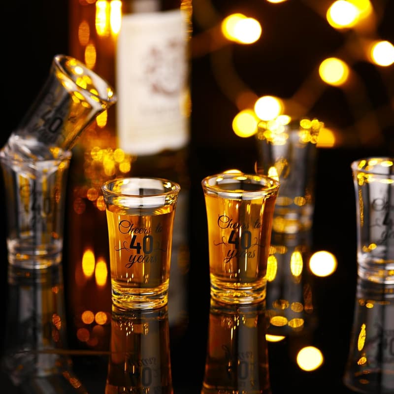 40th Birthday Party Favor Set: 50 Personalized Plastic Cups with Gift Bags