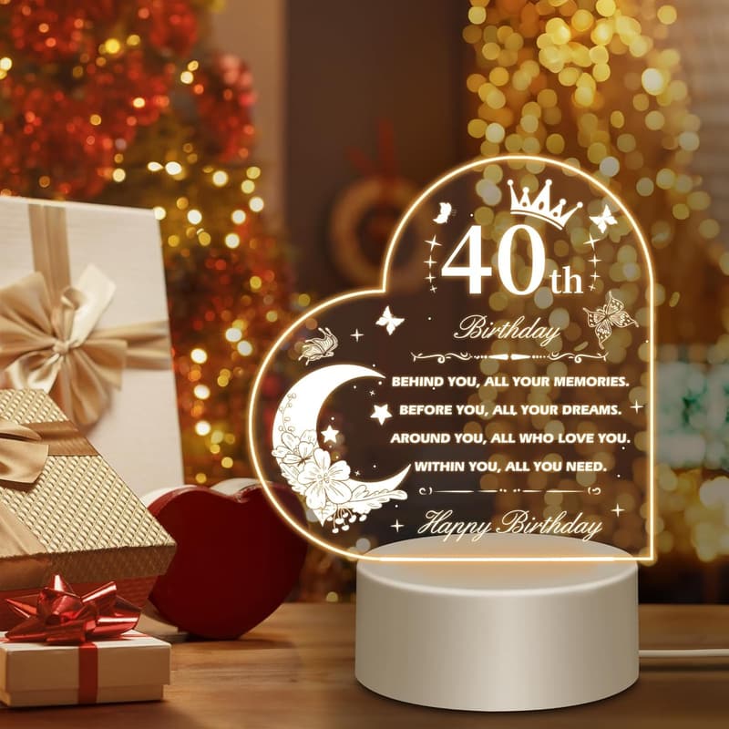40th Birthday Personalized Night Light for Women