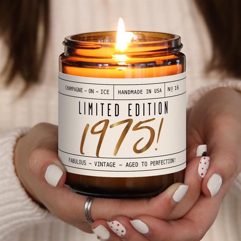 50th Birthday 'Limited Edition 1975' Soy Candle, 9oz Reusable Jar