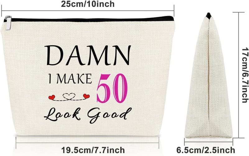 50th Birthday Makeup Bag for Women - Gift for Wife or Aunt
