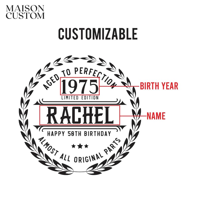 50th Birthday Personalized Wine Glass Set for Women