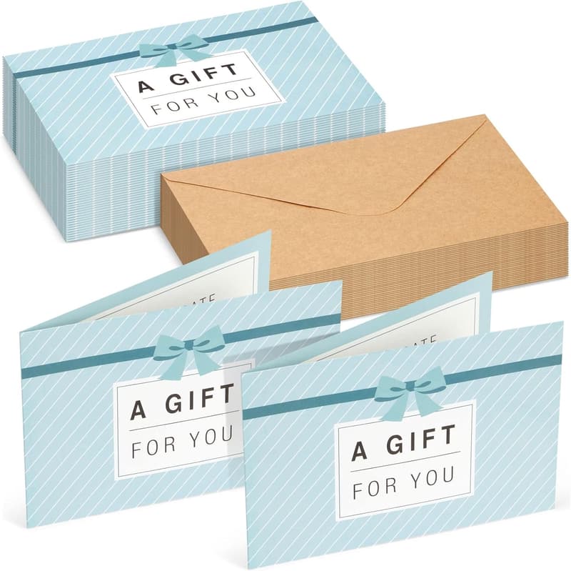 Custom Gift Certificates with Envelopes for Small Businesses - 36 Pack