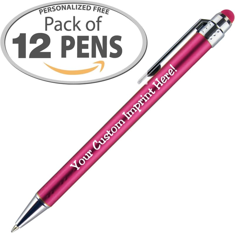 Custom Personalized Pens with Stylus Tip - 12 Pack