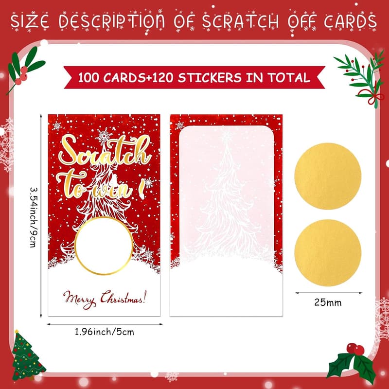 Personalized Scratch Gift Cards for Holidays & Events - 100 Pieces
