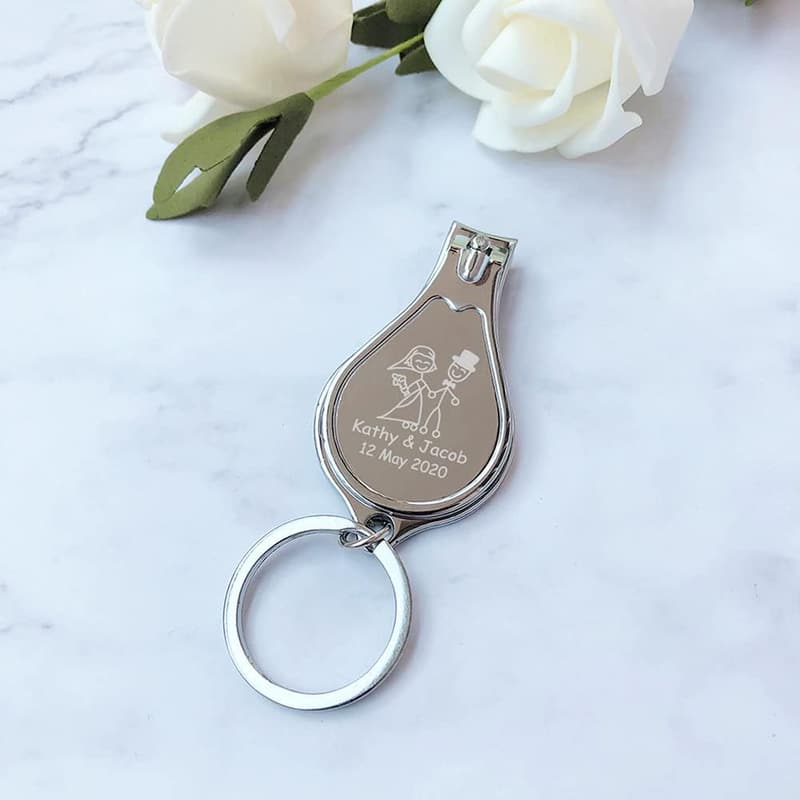 Personalized Nail Clipper Bottle Opener Keychain - Wedding Favors