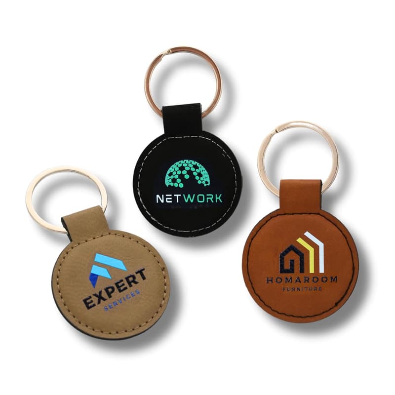Personalized Leather Keychain with UV Printed Logo