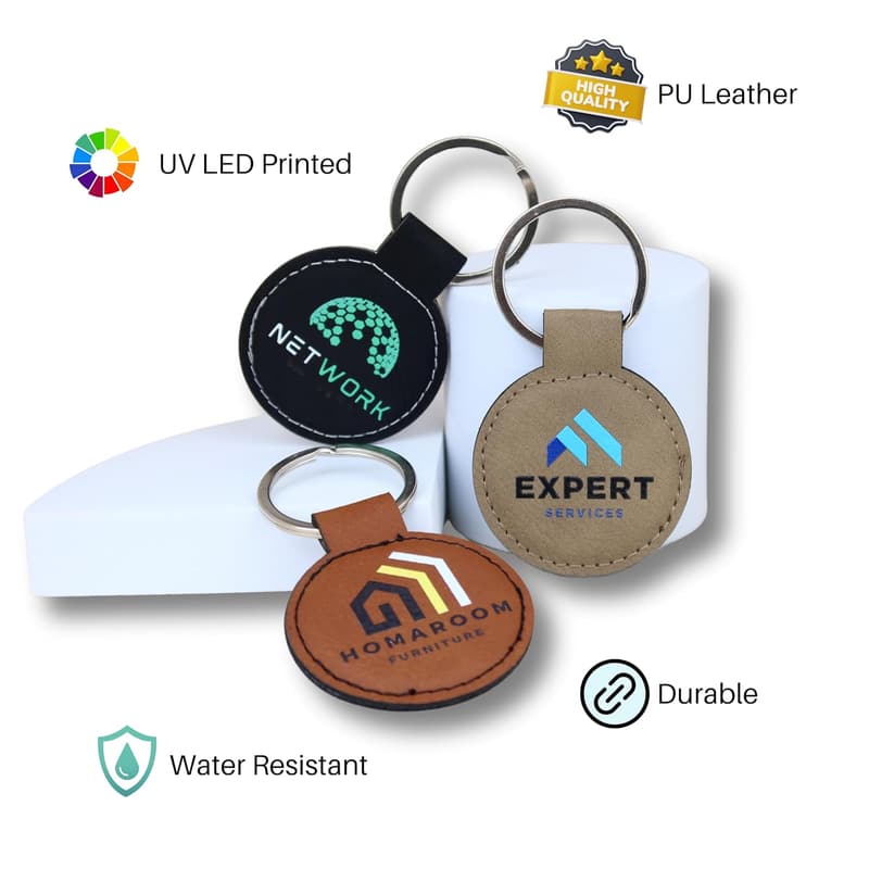 Personalized Leather Keychain with UV Printed Logo