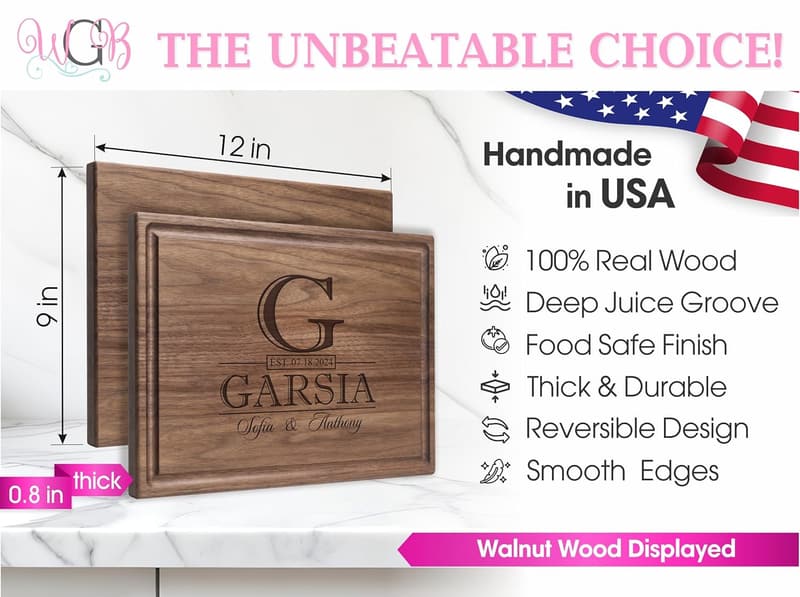 Custom Engraved Cutting Board for Weddings & Anniversaries