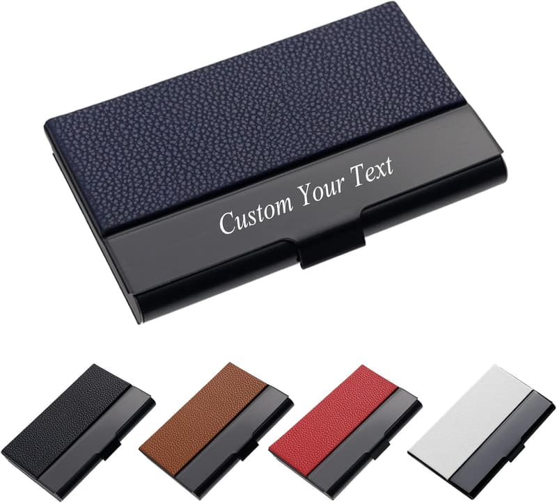 Personalized Engraved Leather Business Card Holder for Men/Women