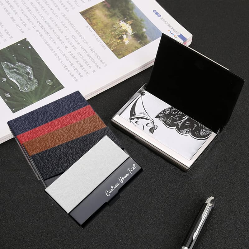 Personalized Engraved Leather Business Card Holder for Men/Women
