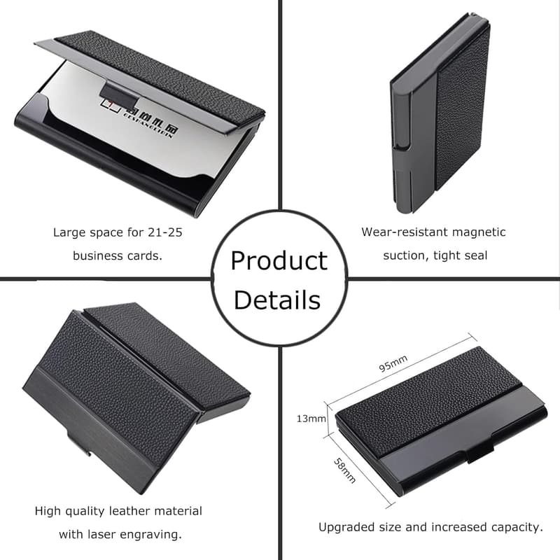 Personalized Engraved Leather Business Card Holder for Men/Women