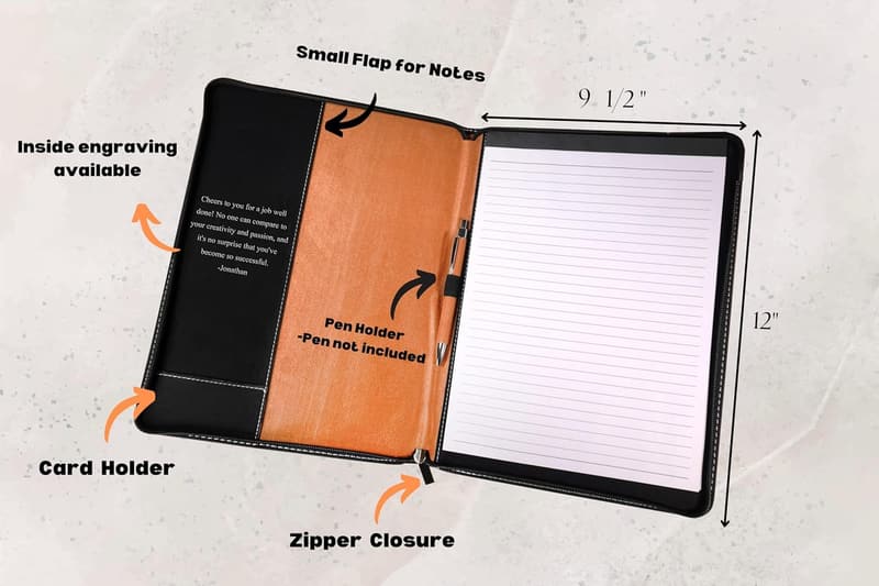 Personalized Vegan Leather Portfolio with Custom Engraving