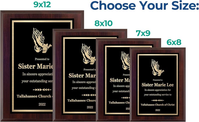 Engraved Religious Plaque for Recognition - Custom Size 6x8
