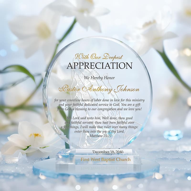 Customized Circle Crystal Plaque for Pastor - Unique Appreciation Gift