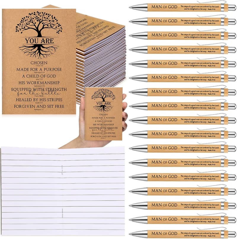 Father's Day Bulk Gifts: Bible Verse Notepads & Bamboo Pens