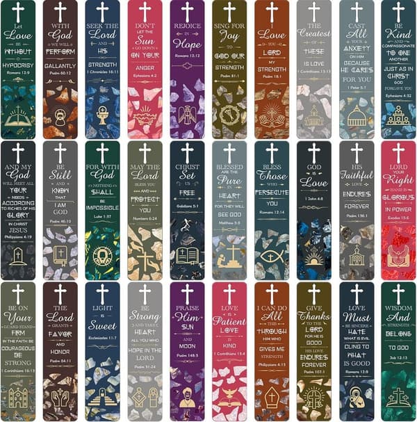 Inspirational Bible Verse Bookmarks - 120 Pieces, Hollow Cross