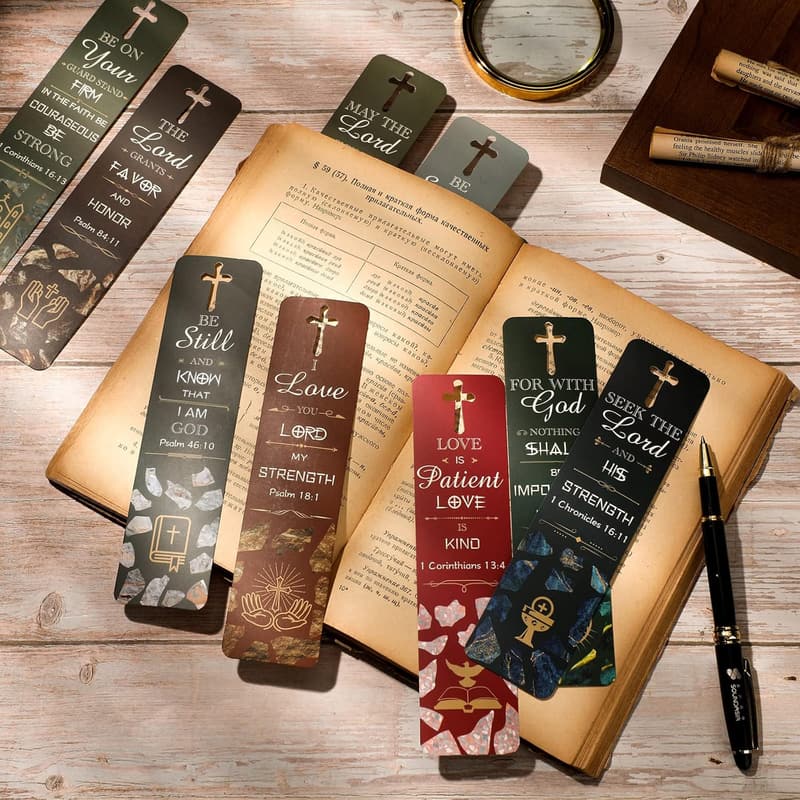 Inspirational Bible Verse Bookmarks - 120 Pieces, Hollow Cross
