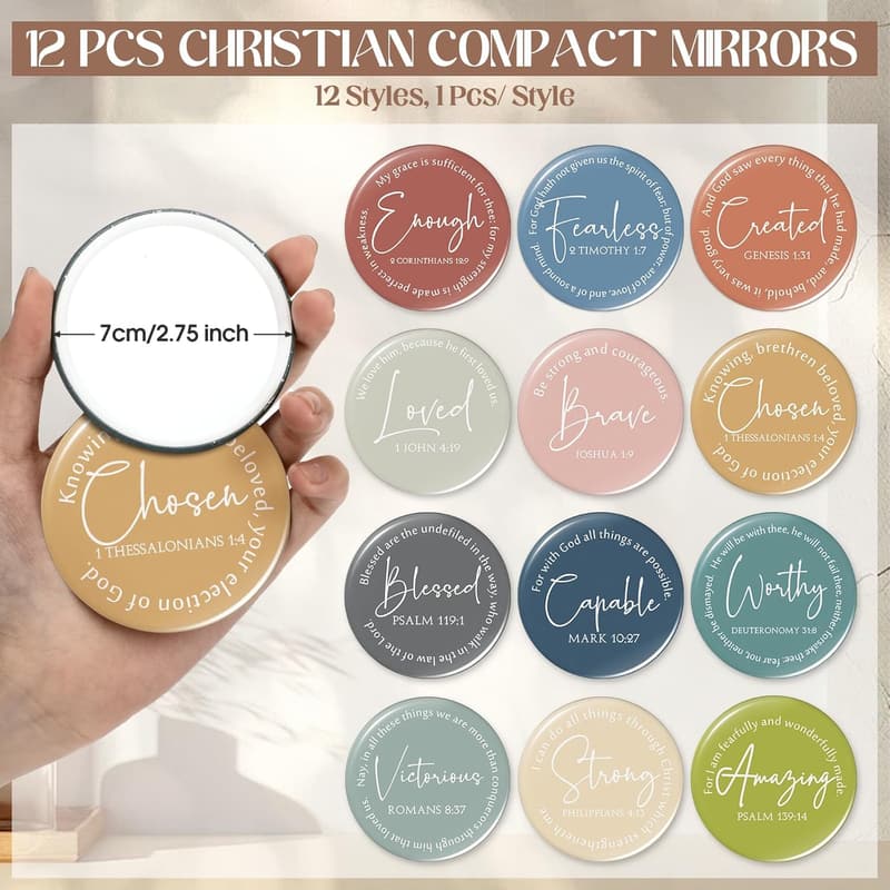 Christian Gifts for Women: Canvas Makeup Bags & Mirrors Set