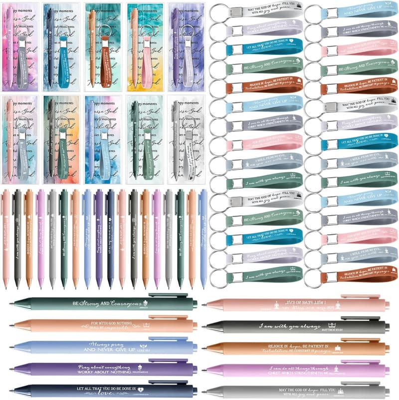 Father's Day Christian Gift Set: Bible Verse Pens & Keychains