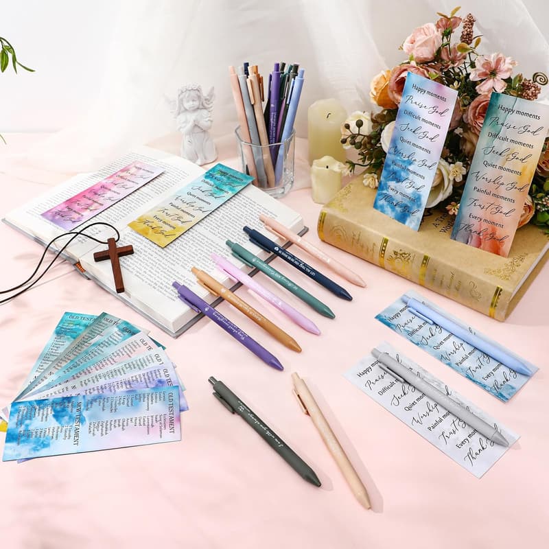 Father's Day Christian Gift Set: Bible Verse Pens & Keychains
