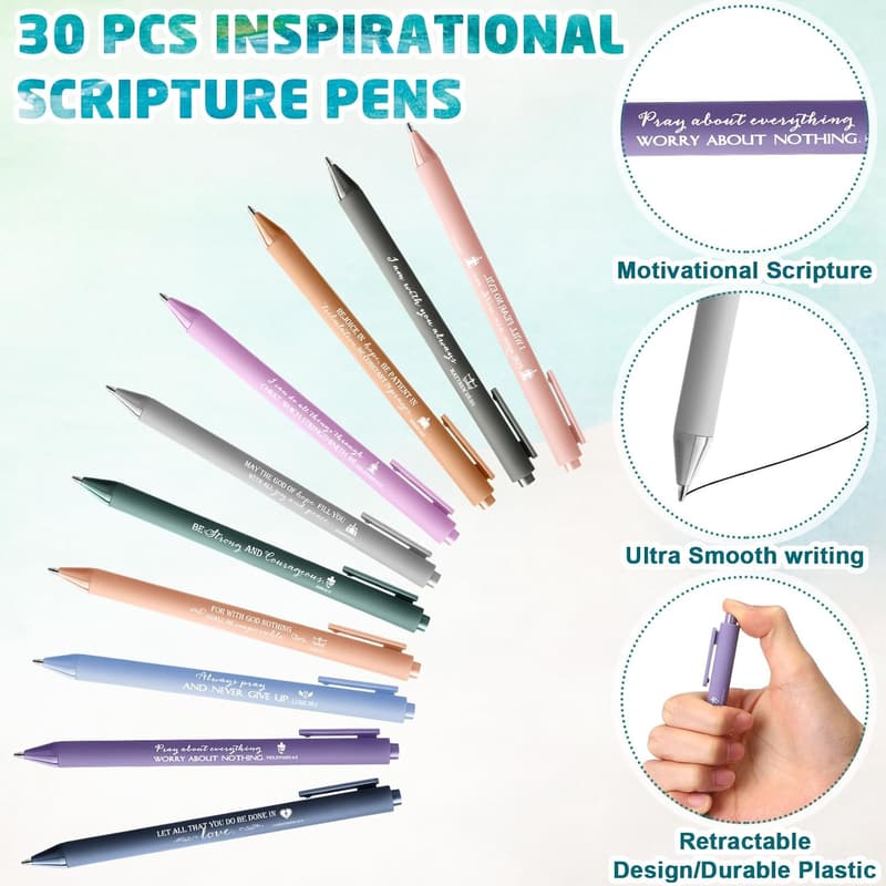 Father's Day Christian Gift Set: Bible Verse Pens & Keychains