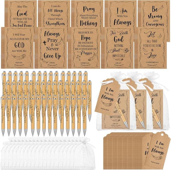Christian Gift Set: 50 Scripture Notebooks, Pens & Tags