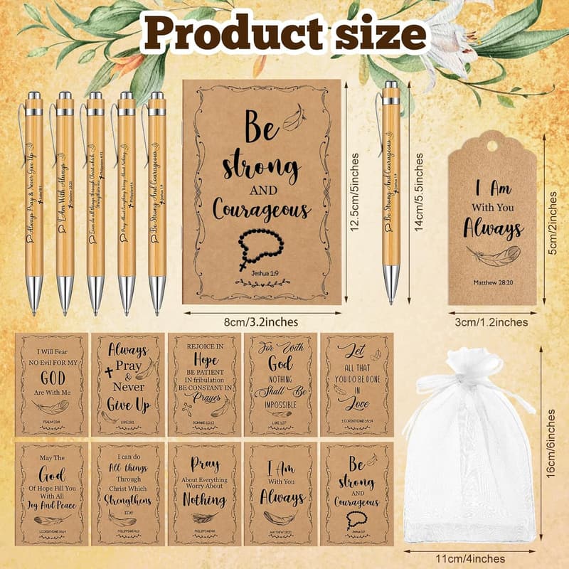 Christian Gift Set: 50 Scripture Notebooks, Pens & Tags