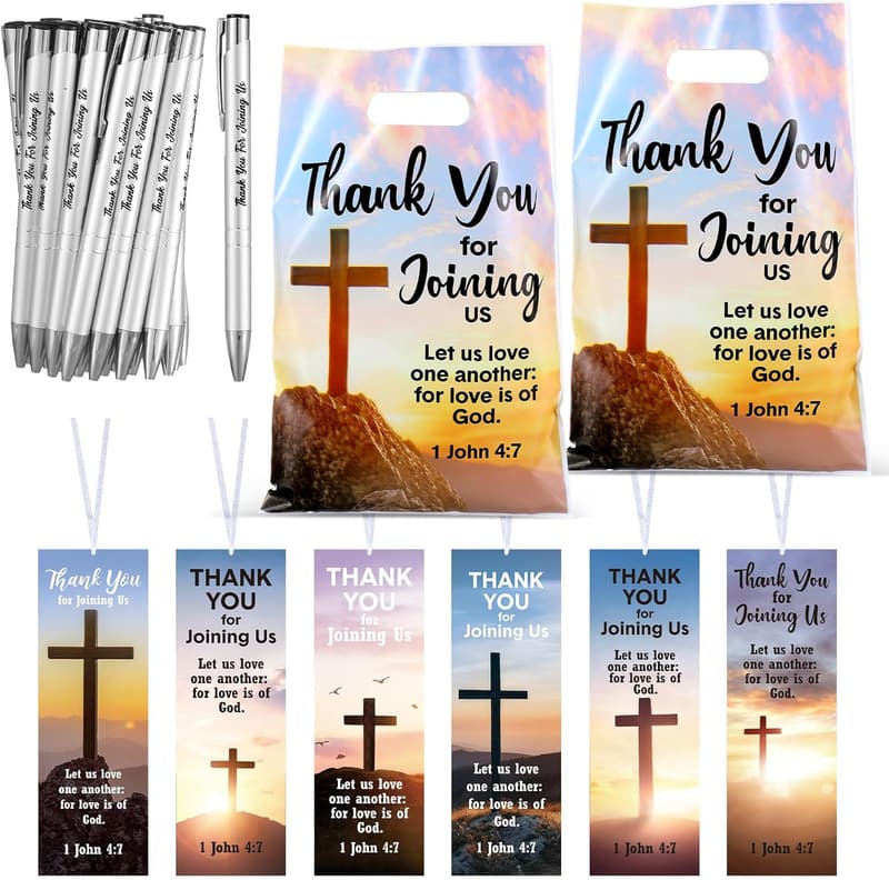 Church Welcome Gift Set: 36 Religious Bags, Pens & Bookmarks