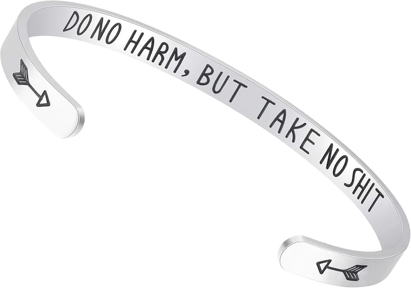 Graduation Inspirational Cuff Bracelet for Women, Stainless Steel