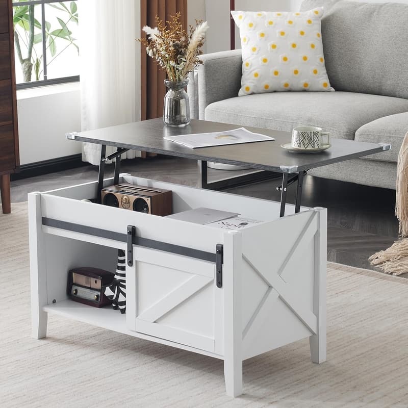 Farmhouse Lift-Top Coffee Table with Storage Compartments