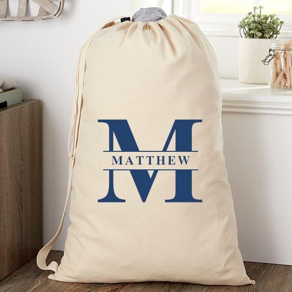 Personalized Canvas Laundry Bag with Monogram for Students