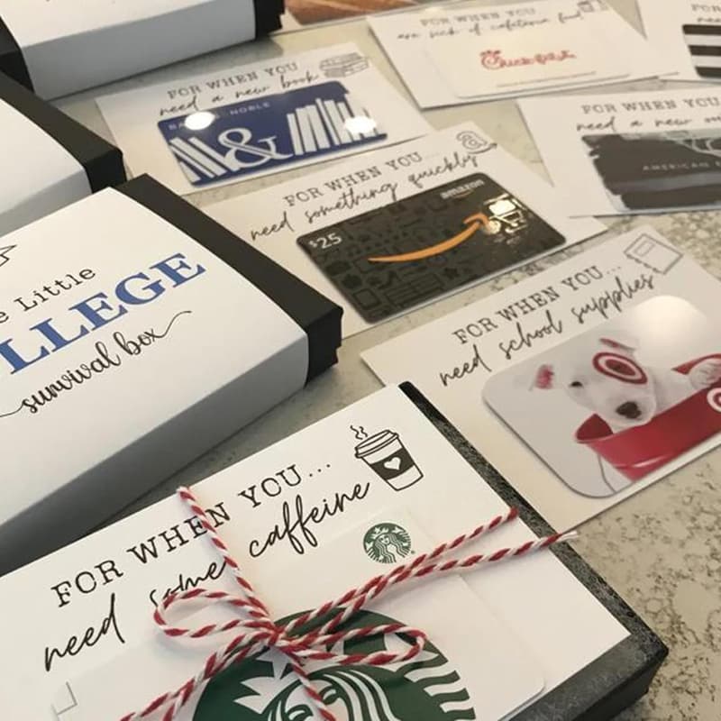 Personalized College Care Package Gift Card Holder (Blue)