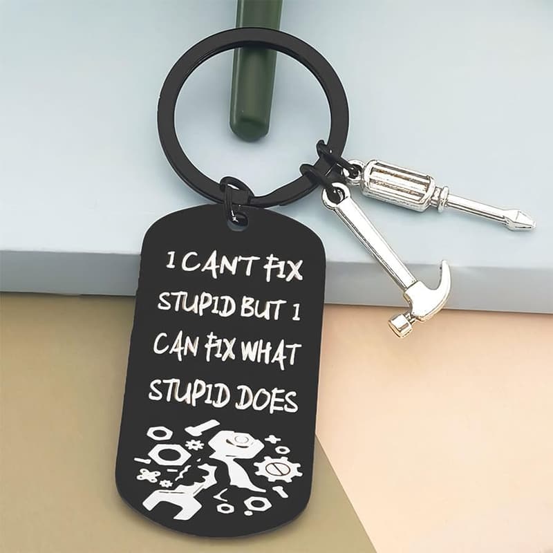 Carpenter Keychain Gift for Dad or Husband