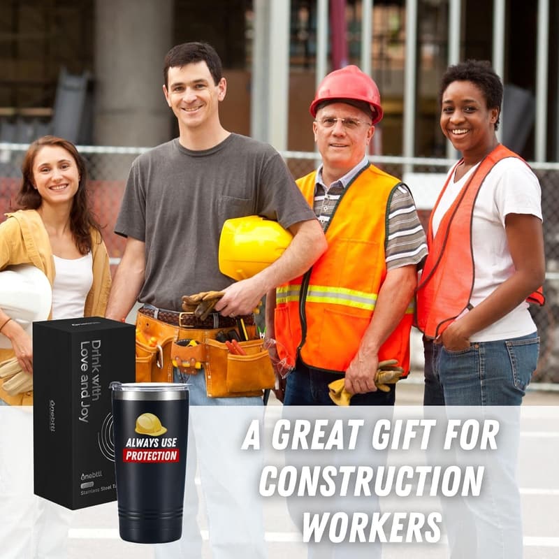 Construction Worker Tumbler Mug - Stainless Steel Insulated 20oz