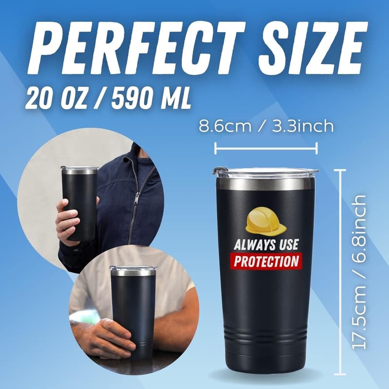 Construction Worker Tumbler Mug - Stainless Steel Insulated 20oz