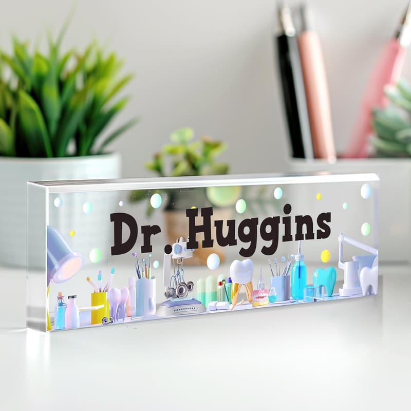 Custom Acrylic Dental Name Plate - Dentist Graduation Gift