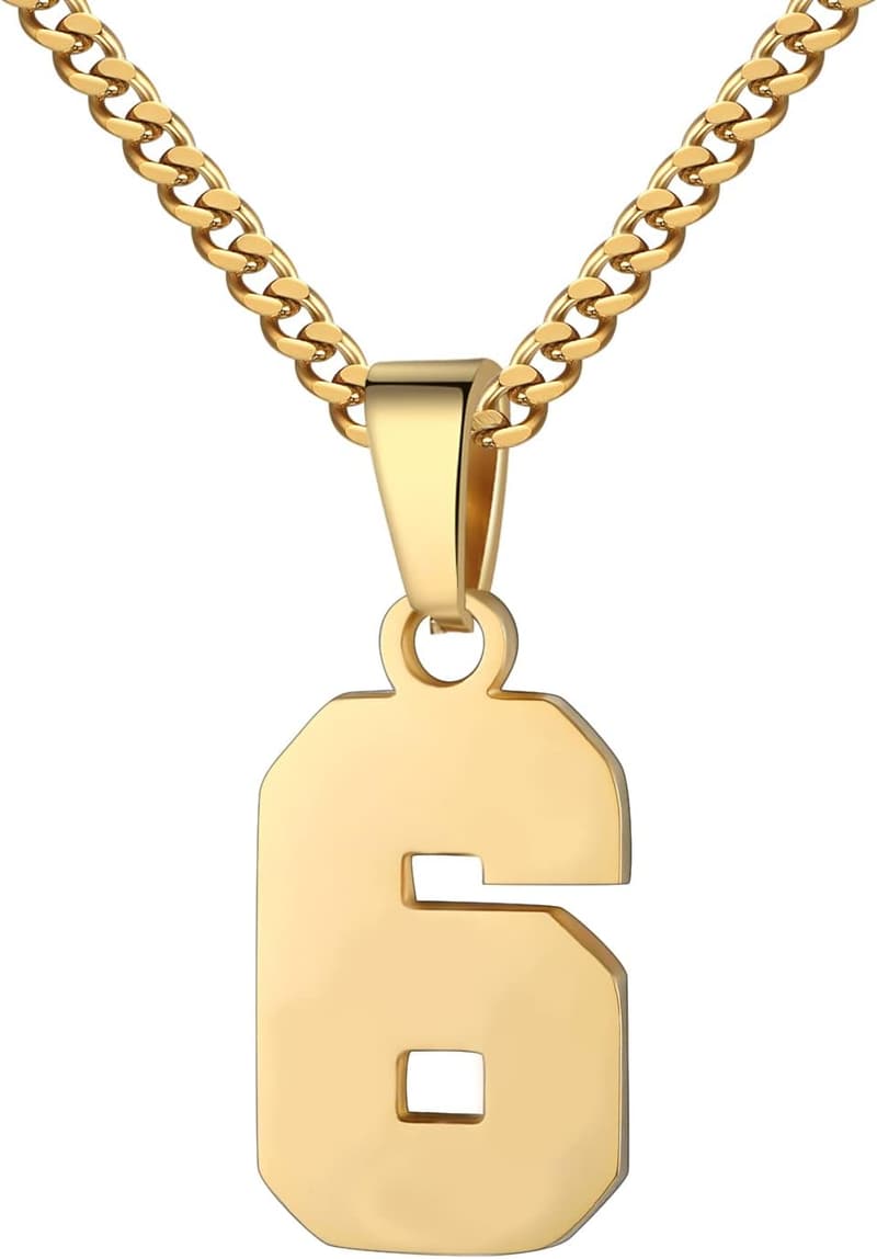 Personalized Men's Jersey Number Necklace - Stainless Steel Pendant